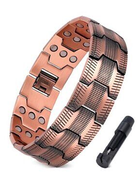 Mens Copper Magnetic Bracelet Adjustable Link Chain Wellness Wrist Band Gift